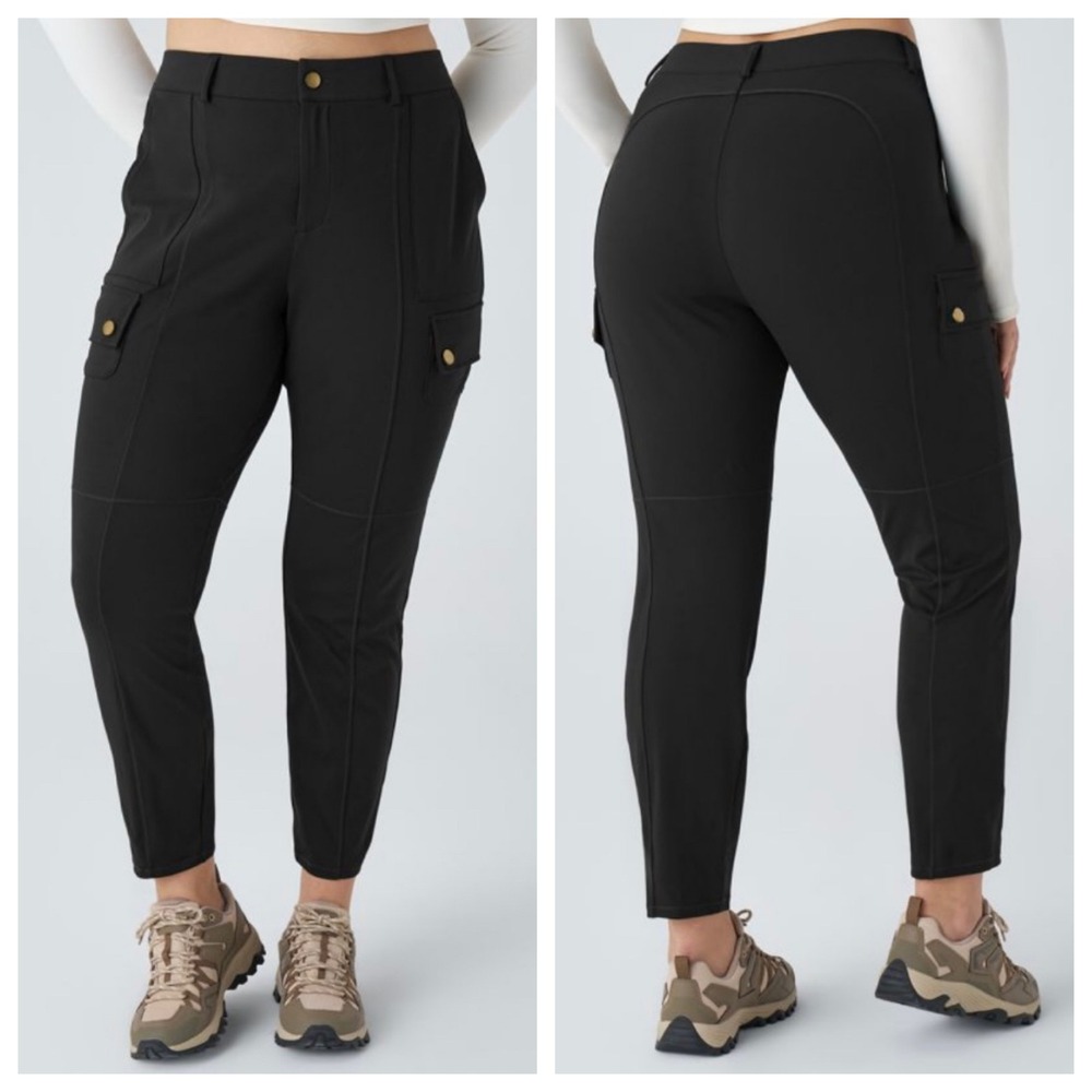 NWT Halara DayStretch High Waist Zipper Pockets Ankle Hiking Pants Large Black